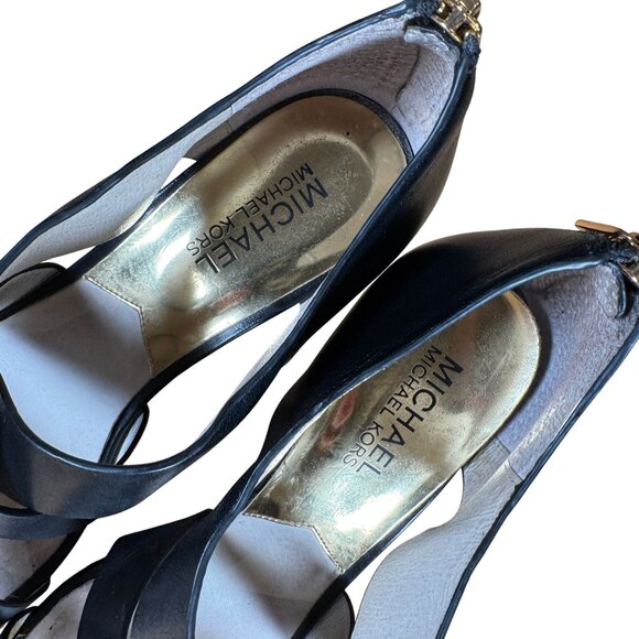 Michael Michael Kors Elena Black Platform Stiletto Heels Size 7.5 - Picture 4 of 9